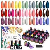 Phoenixy 24Pcs U V Nagellack, 21 Farben U V Nagellack Set mit Unterlack und Überlack, Gel Nägel Set Kit Uñas