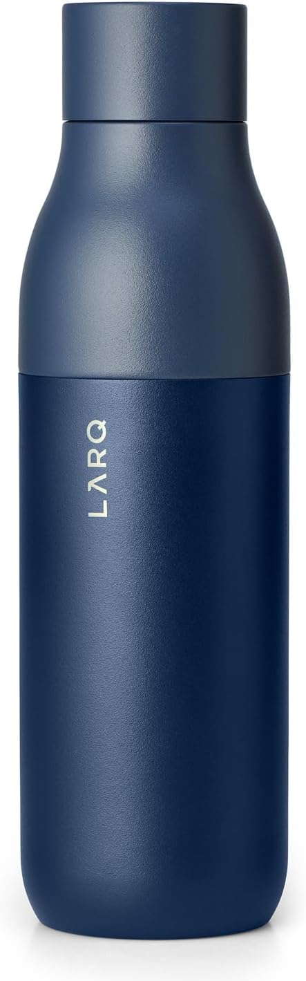 LARQ Bottle Twist Top 25 oz - Insulated Stainless Steel Water Bottle | BPA Free | Reusable Water Bottle for Camping, Office, and Travel | Keep Drinks Cold and Hot, Monaco Blue