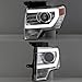 AKKON - For [HALOGEN UPGRADE] 09-14 Ford F-150 F150 Light Duty Pickup Chrome Clear C-Shape LED light Tube Projector Headlights