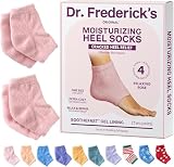 Dr. Frederick’s Original Moisturizing Fuzzy Heel Socks - Cozy Gel-Lined Socks for Dry Cracked Heels - 2 Pairs - Overnight Foot Care with Olive Oil, Vitamin E - Gifts for Women & Men - Relaxing Rose