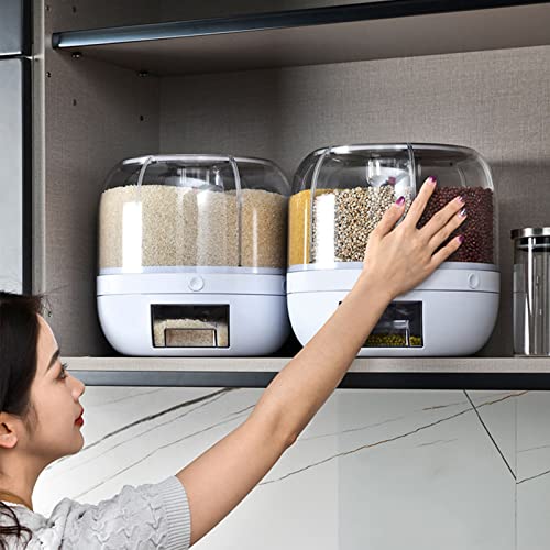 Glomora distributeur cereales rotatif, Distributeur de Céréales Rotatif en PP à 6 Grilles avec Couvercle Amovible,Conteneur De Stockage De Grain Alimentaire Pour Grains Snacks Candy – vue 8