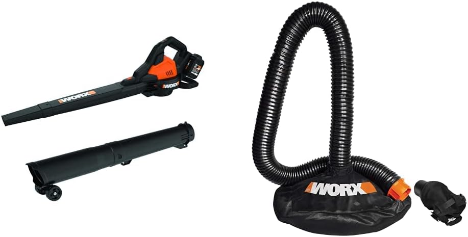 Worx 40V Leaf Blower Cordless with Battery & Charger, 3-in-1 Blower for Lawn with Vacuum and Mulcher, Cordless Leaf Blower with Brushless Motor, 2-Speed Control WG583 – 2 Batteries & Charger Included | Leaf Collection System