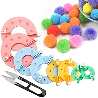 9 Piece Pom Pom Makers Set 4 Size (1.3/2/2.8/3.5 inches) of Fluff Ball Weaver for DIY Needle Crafts, Decoration, Charms, Gifts Kids and Adult
