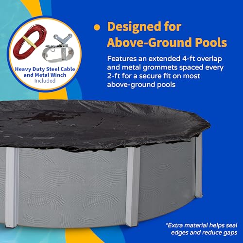 Bâche d'hiver pour piscine hors sol 12 pieds Blue Wave Defender en maille noire robuste