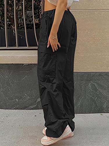 image for Xineicy Parachute Pants for Women Drawstring Baggy Cargo Pants Y2K Tro