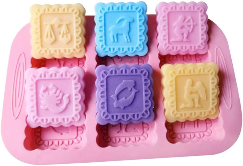 Silicone Molds, 12 Zodiac Shape Craft Art Silicone Soap Molds, 12 Constellations soap molds, 2 Pack 12 Cavities Craft Molds, Best DIY Handmade Soap Molds for Gifts - Soap Making Supplies by YSCEN