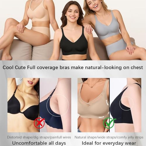 WUSENTOF 3 Pack Sport Bras for Women UK Full Coverage Seamless Bralettes Soft Breathable Lingerie Push Up Sports Underwear Ladies Bra Adjustable Leisure Stretch Everyday Bra - Image 5