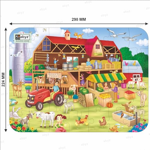 Image of ABYZ Wooden Jigsaw Puzzle - BARN Playset for Fun Educational & Little Explorers, 35-Pieces Fun Games with Multicolor | Birthday Gift for (4-6 Years) Age Kids.