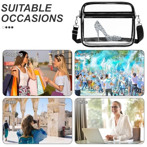 Diamond High Heel Shoe Large Crossbody Bag Clear Stadium Bag Anti-Theft Side Shoulder Bags Messenger Bag with 2 Compartments4