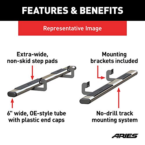 Aries 4444027 6 X 91-Inch Oval Polished Stainless Steel Nerf Bars, Select Ford F-150, F-250, F-350, F-450, F-550 Super Duty #TOP3