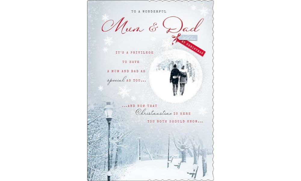 Avant Garde Studios Christmas Card, Couple Mum & Dad, Couple walking - 120 x 165 mm inches - Piccadilly Greetings
