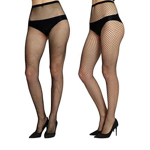 WEANMIX Black Fishnet Stockings Lace Patterned Tights High Waist