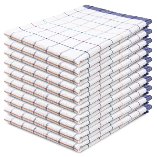 ZOLLNER 10 Trapos de Cocina de algodón, a Cuadros azúles y de Colores, 50x70 cm