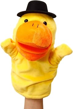 Small Yellow Duck Hand Puppets for Kids Farm Animal Finger Puppets Plush Soft Hand Puppets Kids Hand Puppets with Movable Mouth Little Yellow Duck