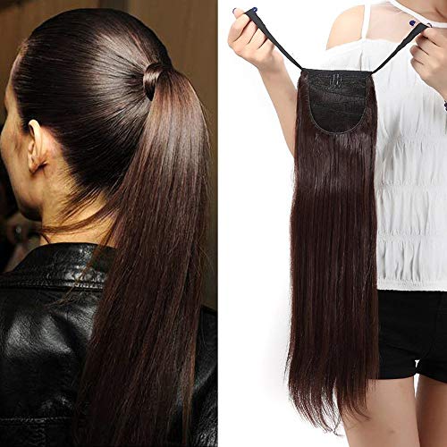 22"(55cm) SEGO Coleta Postiza Larga Pelo Sintético Se Ve Natural [Castaño Chocolate]...