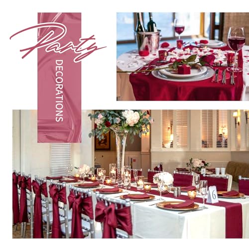 LOKUME 12 Pack Burgundy Table Runner 12x108inch Long Satin Table Runner by LOKUME - Used condition - Image 6