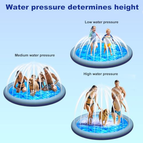 KIMIGO Sprinkler Wasser,Splash Pad für Kinder,Spritzpad für Kinder und Hund,200CM Wasserspielzeug Hund Pool,Verdickte Splash Spielmatte Rutschfestes Wassersprinkler Pad Aufblasbares Wasserspielzeug