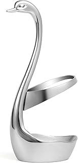 AnSaw Silver Swan Base Holder Coffee Bar, Dining Entertaining Wedding Table Decorative (Size Large)