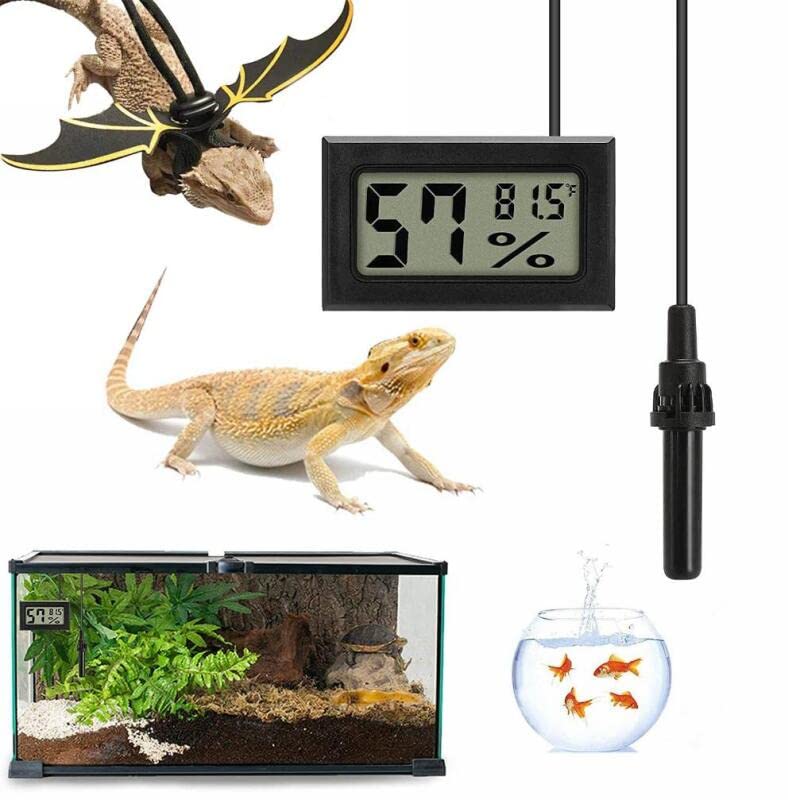 Wale&Morn Mini Hygrometer Thermometer Meter with Probe, Digital LCD Monitor with Fahrenheit for Reptile Incubator Brooders, Garden, Greenhouse, Cellar, Fridge, Mason Jar