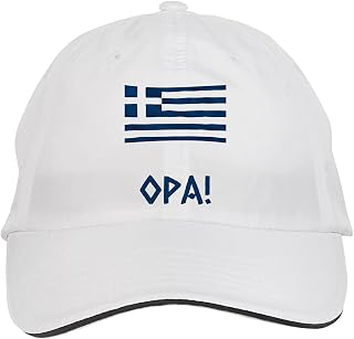 OPA! Greece Greek Hat Adjustable Cap, DesE74 White