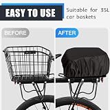 35 L Regenschutz Fahrradkorb, Regenhülle für Fahrradtasche und Gepäckträger, wasserdichte Schwarz Regenüberzug Fahrradkorb, Elastisches Design, Nahtlose Konstruktion