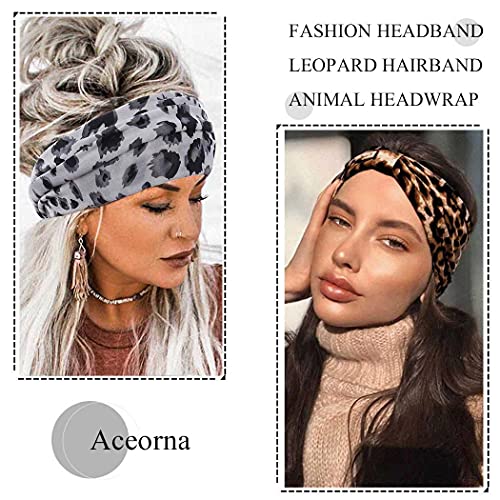 Aceorna Boho Headbands Wide Knot Hair Band Elastic Turban Head Band Stretch Leopard Twist Head Wraps Cloth Yoga Sweartband Fashion Hair Accessories For Women And Girls 3 Pcs (Set B) #TOP3