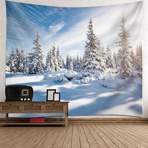 Tensure murale forêt enneigée pour une atmosphère douce et apaisante