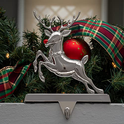 Christmas Stocking Holder Set Of 4 - Santa’s Sleigh Rudolph The Red Nose Reindeer Christmas Decorations Decorative Metal Hanger For Stockings Holiday Mantle Decor #TOP2