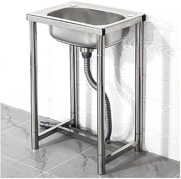 Freestanding Utility Sink,Outdoor Sink Set,Stainless Steel Outdoor Sink, Single Bowl Utility Sink, Camping Sink, Laundry Sink, Free Standing Commercial Rest48x35x75cm/18.8x17x29.5in