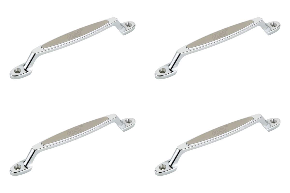 FAST CP15A Aluminium Chrome Plated TT Front Screw Cabinet Pull Handle for Door and Window (Silver, 4 Inch) - Pack of 4 Pieces