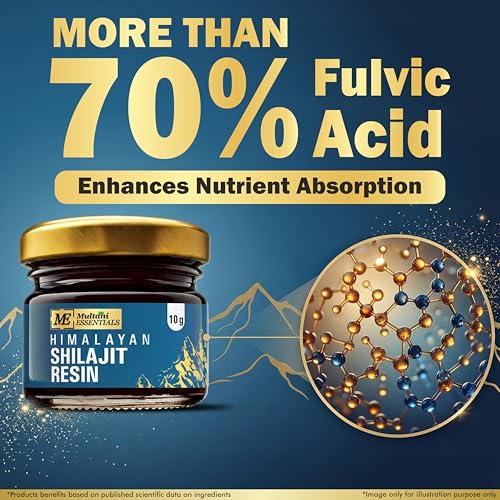 Image of Multani Essentials Himalayan Shilajit Resin 10g with Ashwagandha, Gokhru, Haldi, Safed Musli | Stamina, Energy, and Power | Supports Rejuvenation | More Than 70% Fulvic Acid | 10 gm