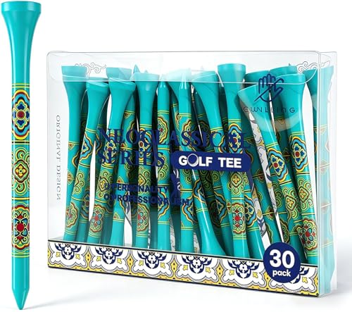 EWILLING Personalized Bamboo Golf Tees | Custom Pattern | Available in Natural Golden Yellow Black Blue Red Cyan-Green | 30 Count 3-1/4 Inch (Cyan-Green)