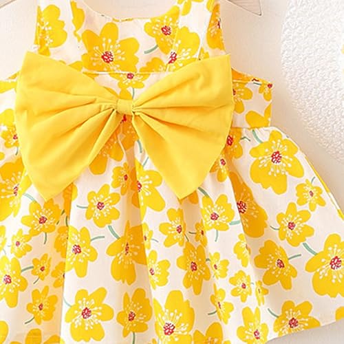 Image of Bold N Elegant Girls Cotton Sleeveless Floral Print Summer Frock Dress with Sun Hat for Preschool Girls