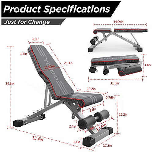 Yoleo Commercial Weight Bench, Adjustable/Foldable Strength Training Bench, Utility Incline/Decline Bench for Full Body Workout - Fast Folding