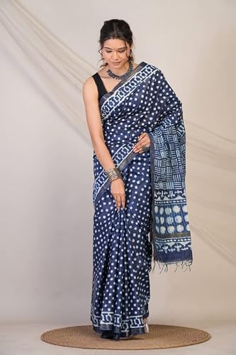 Anuttara navy blue bhagalpuri silk saree – image 6