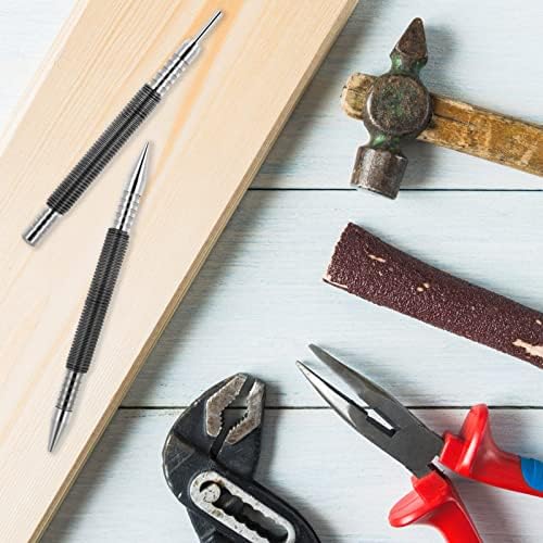 Grevosea 2 Pieces Spring Nail Set, Nail Set Tool and Hinge Pin Tool Dual Head Nail Setter Hammerless 1/16 and 1/32 Inch Spring Pin Punch Nail 3500 Psi Striking Force Door Pin Siding Removal Tool