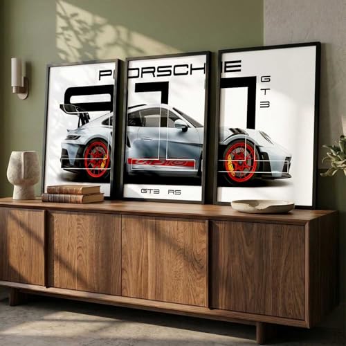 Image of kotart Big Sports Car Framed Posters Gift Items for Boys Room Wall Decoration Bedroom Living Room Office Studio Decor | Car Poster Frame for Wall Decor Set Of 3 Size (19 X 25 inch)