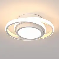 Luminária de Teto LED Moderna, Design Geométrico, 3 Modos de Iluminação, Luz Quente e Fria, Plafon Branco (Círculo)