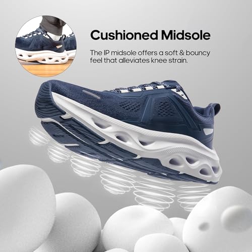 NORTIV 8 Men's Comfortable Walking Shoes MovePropel Athletic Breathable Gym Workout Tennis Jogging Cross Training Non Slip Fashion Running Sneakers,Size 10.5,Dark Blue,SNWS247M