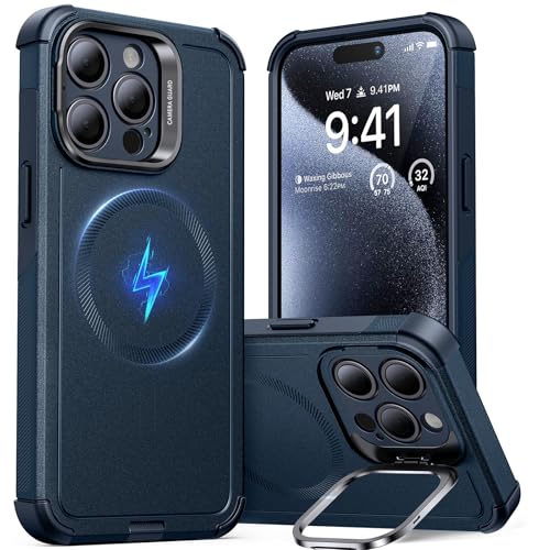 ESR Cyber Tough for iPhone 15 Pro Case with Flex Stand, Navy Blue