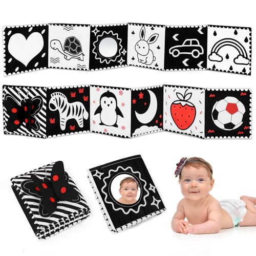 Image of Black and White High Contrast Baby Toys,Baby Soft Books 0-6 Months,A Soft Baby Book for Brain Development in Newborns Aged 6-12 Months,Montessori Learning Toys for Infants Aged 0-3 3-6 Months