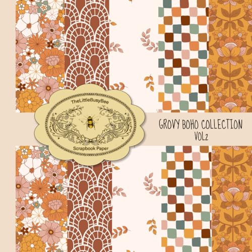 Grovy Boho Collection Scrapbook Paper Vol.2: 20 Sheets Double Sided, 8,5" x 8,5", Craft Paper Pad For Scrapbooking, Vintage Grovy Boho Ephemera ... Supplies & Collage Art Craft Paper Project