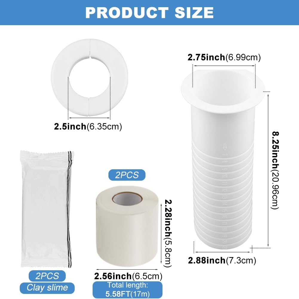 Mini Split Line Set Cover & Wall Sleeve Combo Kit AC Line Set Covers for Outside Units for Air Conditioning Systems, AC Sleeve Through The Wall, Pipe Accessories AC-Accessories