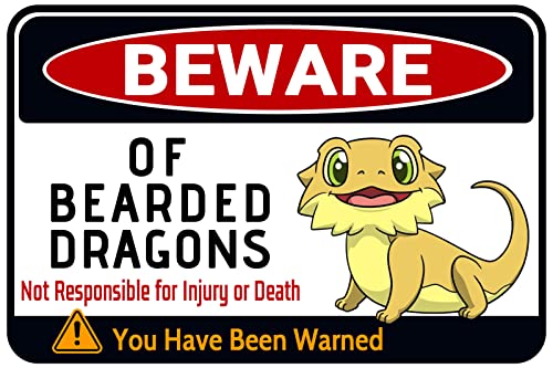 Beware of Bearded Dragons Sign - Fun Tank Accessory and Decor for Bearded Dragon Enthusiasts | Humorous Warning Sign for Reptile Room, 12' * 8' (036)