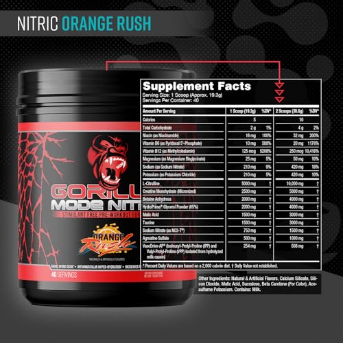 Image of Gorilla Mode Nitric Stim-Free Pre-Workout | 772 Grams (Orange Rush)