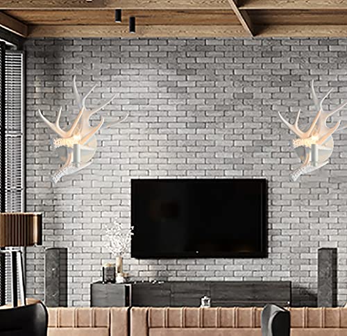 Deer Antler Wall Lamp, Bigmaii Modern Classic Faux Antler Light Fixture Industrial Rustic White Candle Wall Sconce Lighting For Living Room Bedroom - 17" #TOP3