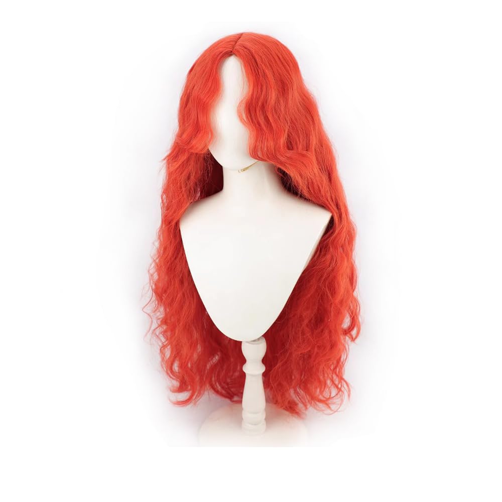 Women's Long Curly Orange red Cosplay Wig Halloween Wig - Image 2
