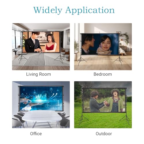Pantalla de proyector exterior con soporte, pantalla portátil gruesa, plegable sin arrugas con bolsa, para patio trasero, camping, fiestas y cine en casa 60'' miniatura 6