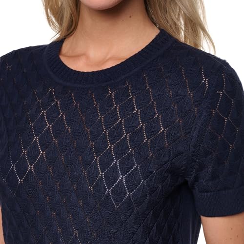 Image of Nautica Women's Crew Neck Solid Short Sleeve Sweater