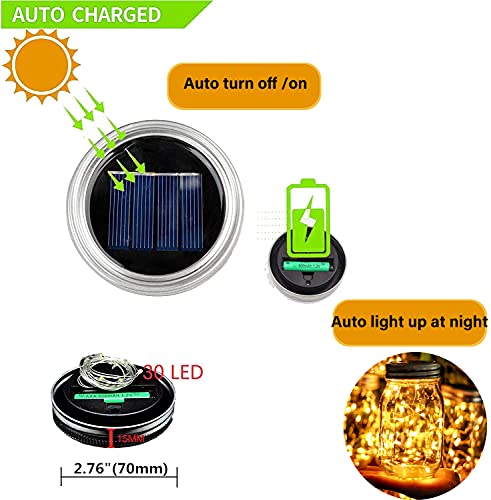 Ostritec Solar Mason Jar Lights Lids, 12 Pack 30 Led Fairy Lights(Jars Not Included), Outdoor Hanging Mason Jar Solar Lights, Fairy In A Jar Solar Firefly Lights For Patio Garden Table Decor #TOP1